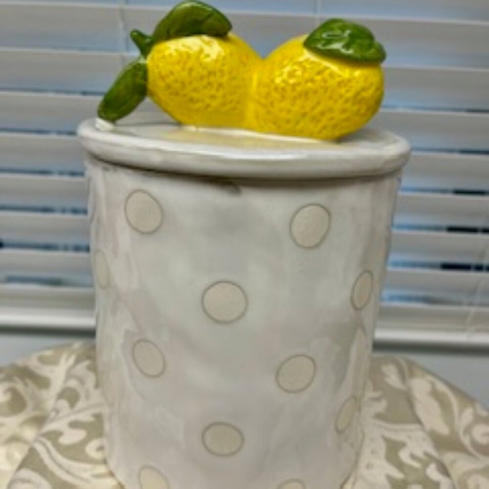 Anthropologie Fruta Lemon Large Stoneware Canister